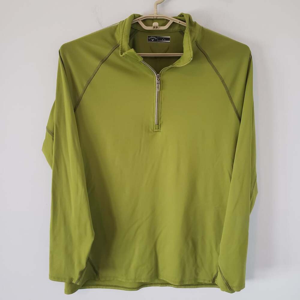 Callaway Golf Shirt Pullover Mens L Green Opti-Dri Quarter Zip euc